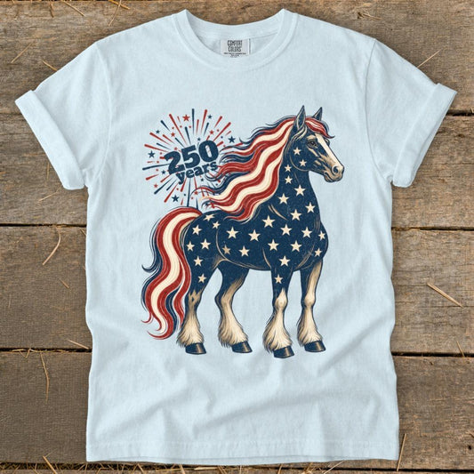 Patriotic Horse 250 Years Heavyweight Tee