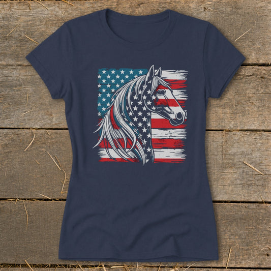 Patriotic Horse Ladies Tee