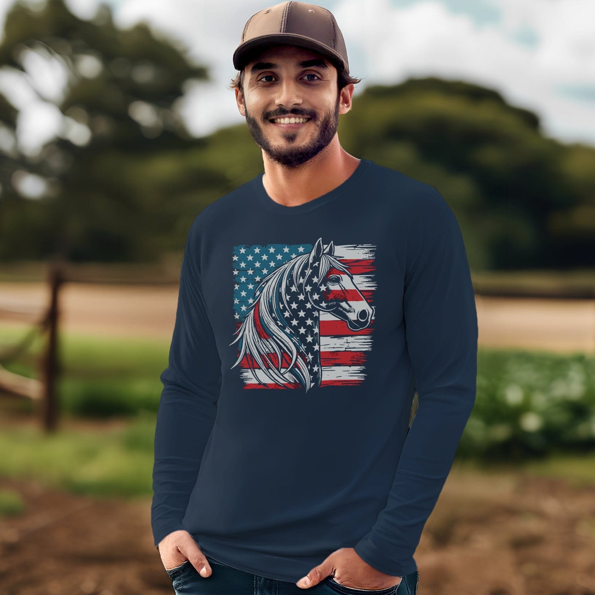 Patriotic Horse Long Sleeve Tee