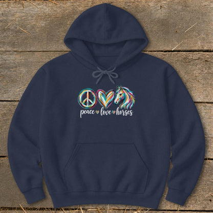 Peace Love Horses Hoodie - Navy