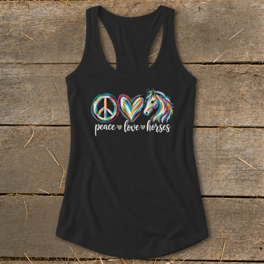 Peace Love Horses Racerback Tank