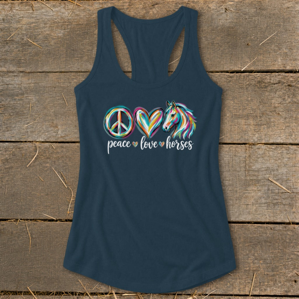Peace Love Horses Racerback Tank