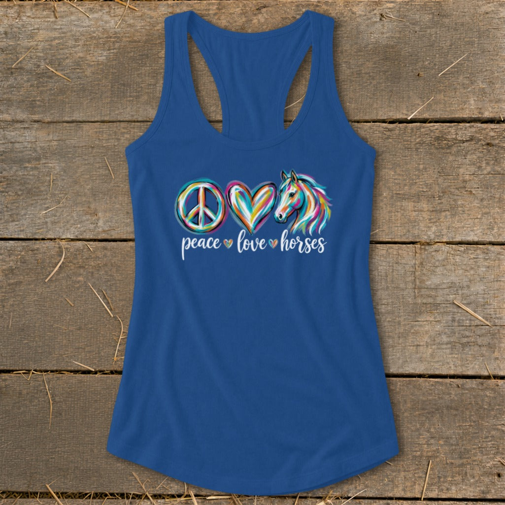 Peace Love Horses Racerback Tank