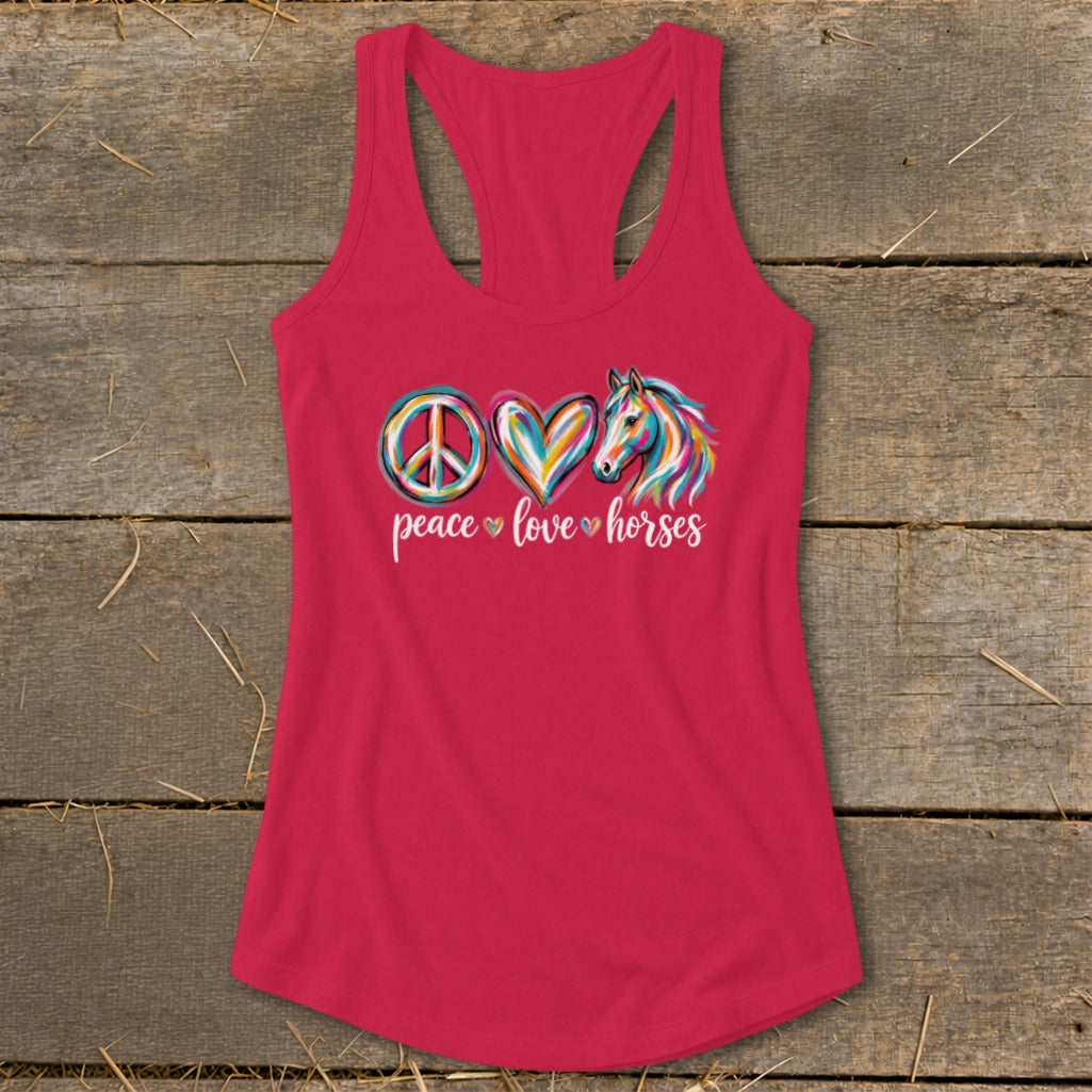 Peace Love Horses Racerback Tank