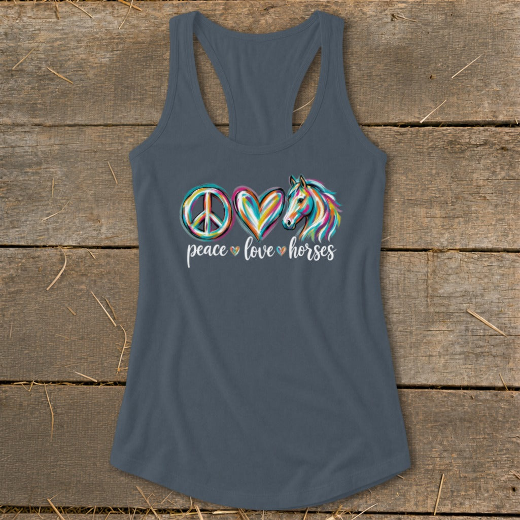 Peace Love Horses Racerback Tank
