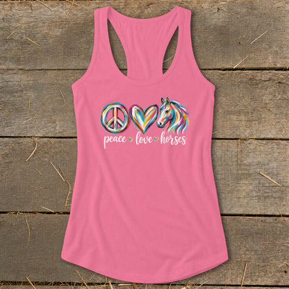 Peace Love Horses Racerback Tank