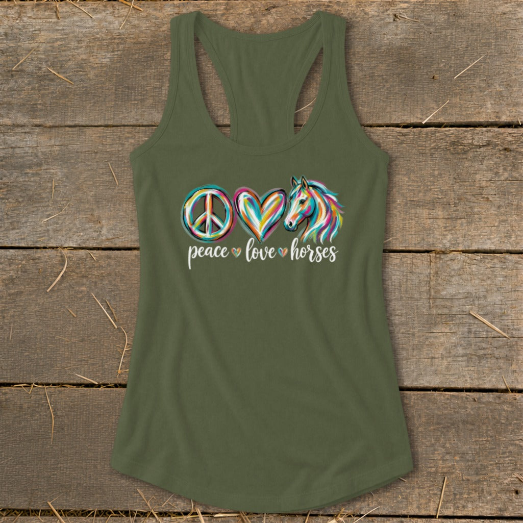 Peace Love Horses Racerback Tank