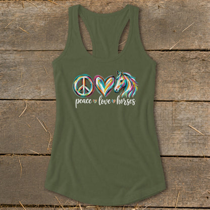 Peace Love Horses Racerback Tank