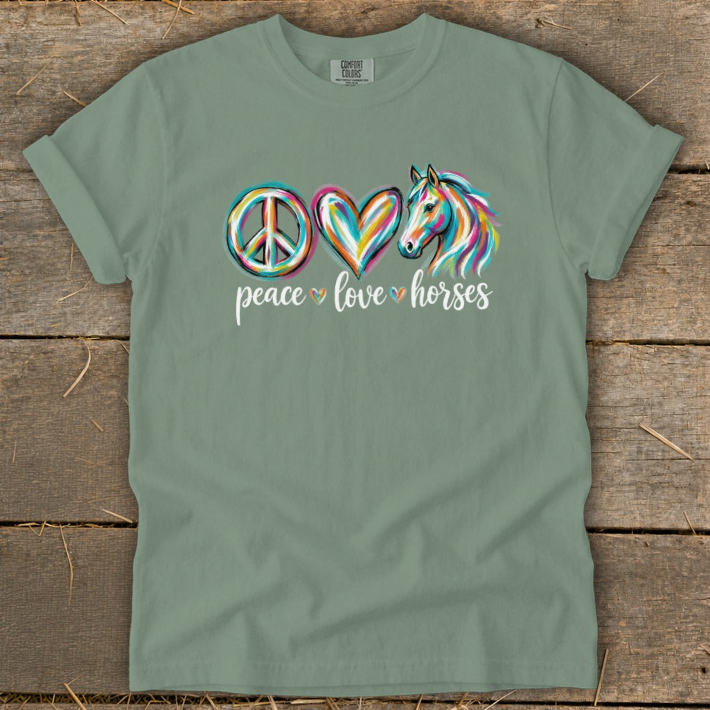Peace Love Horses Signature Tee