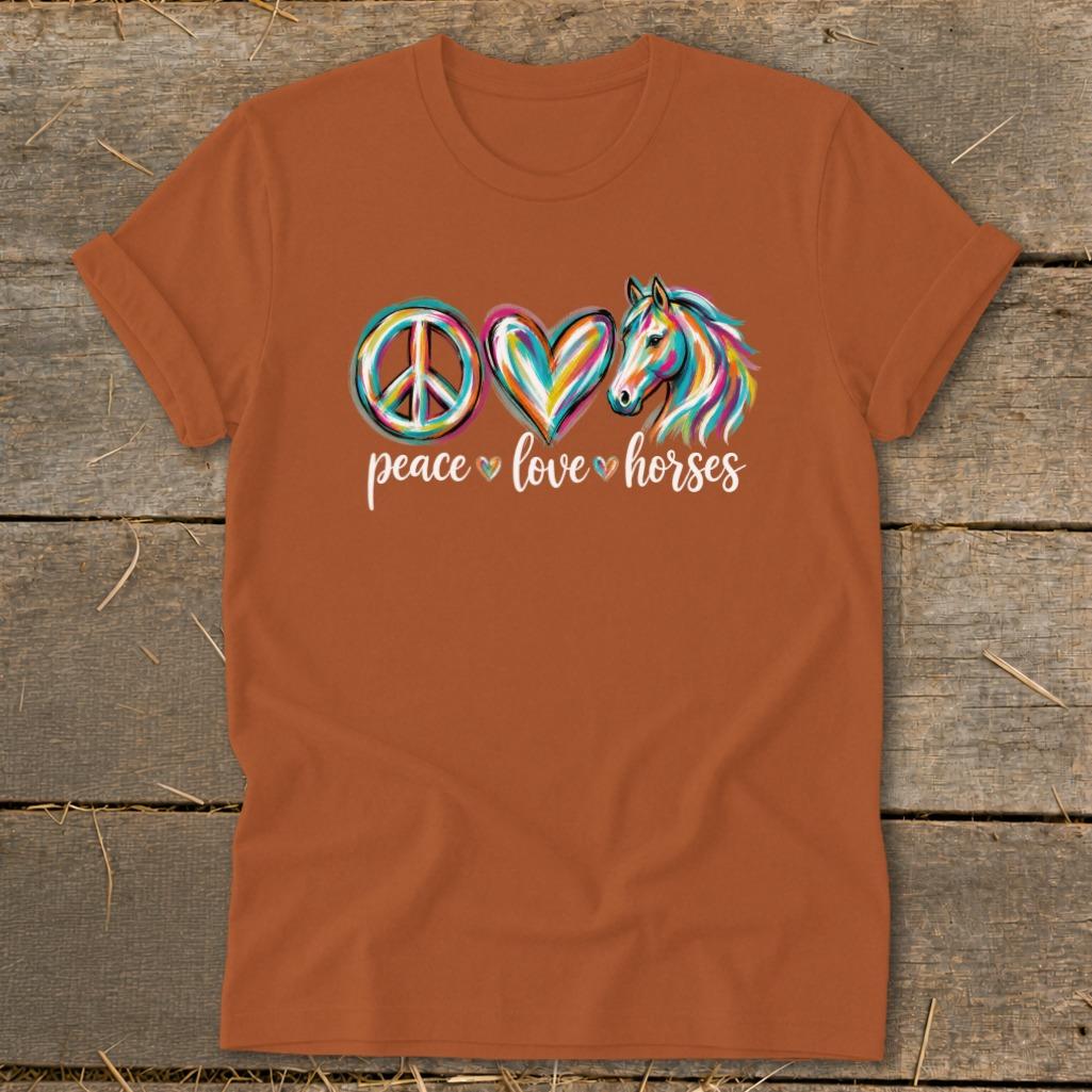 Peace Love Horses Softstyle Tee - Autumn