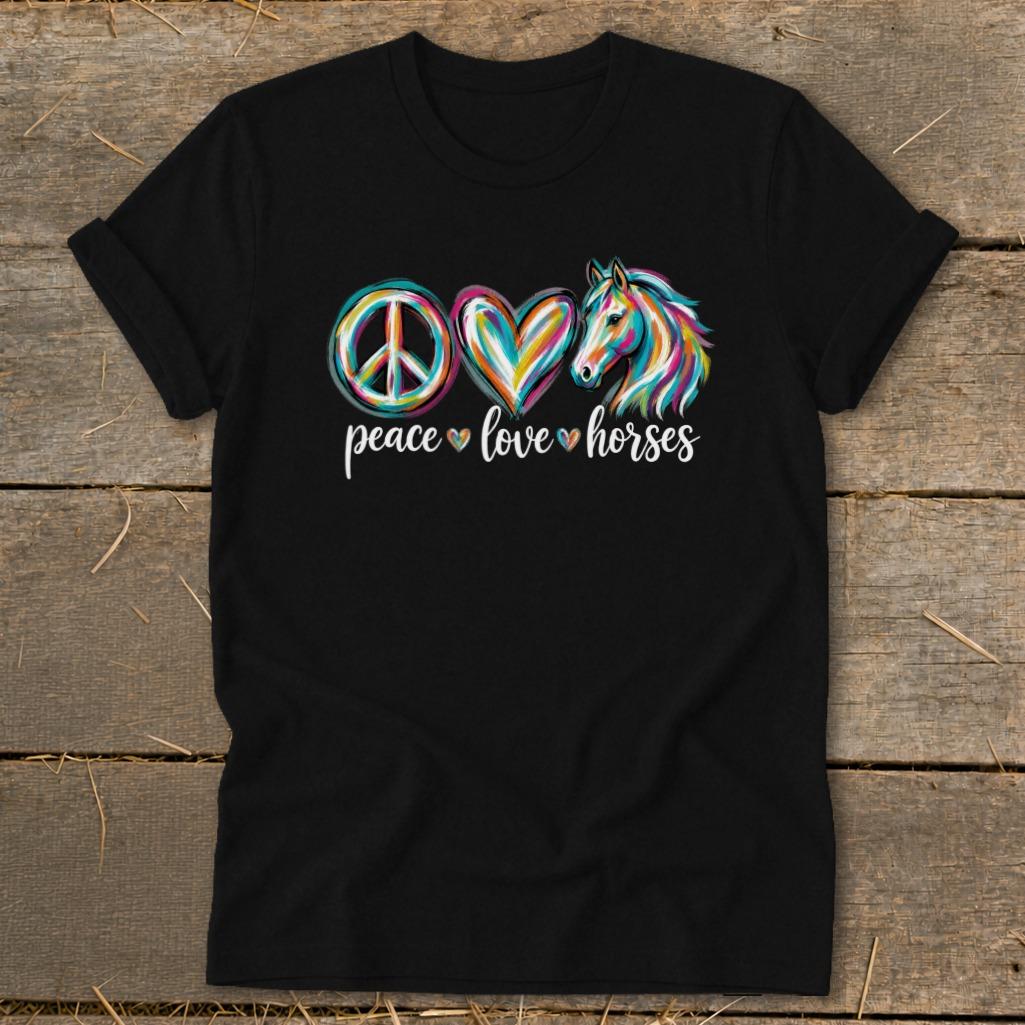 Peace Love Horses Softstyle Tee - Black