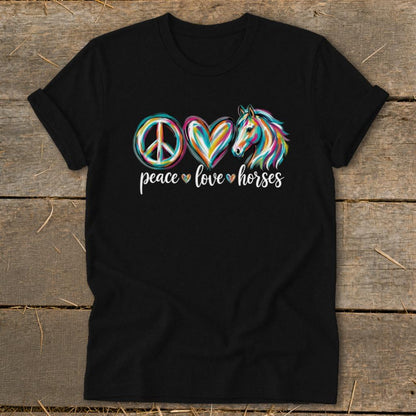 Peace Love Horses Softstyle Tee - Black