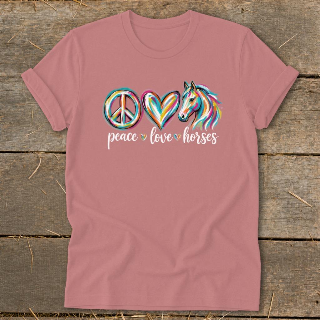 Peace Love Horses Softstyle Tee - Mauve