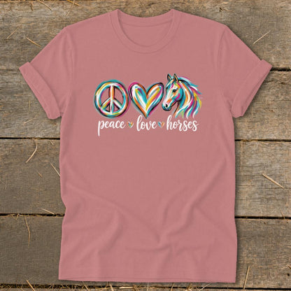 Peace Love Horses Softstyle Tee - Mauve