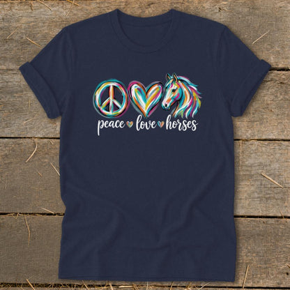 Peace Love Horses Softstyle Tee - Navy