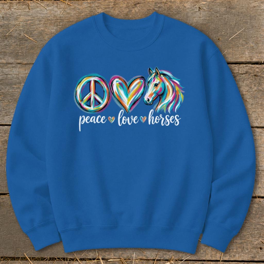 Peace Love Horses Sweatshirt - Royal