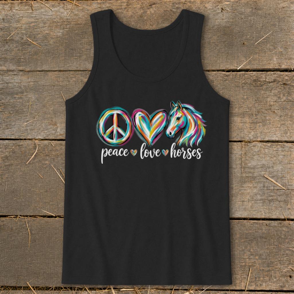 Peace Love Horses Tank Top - Black