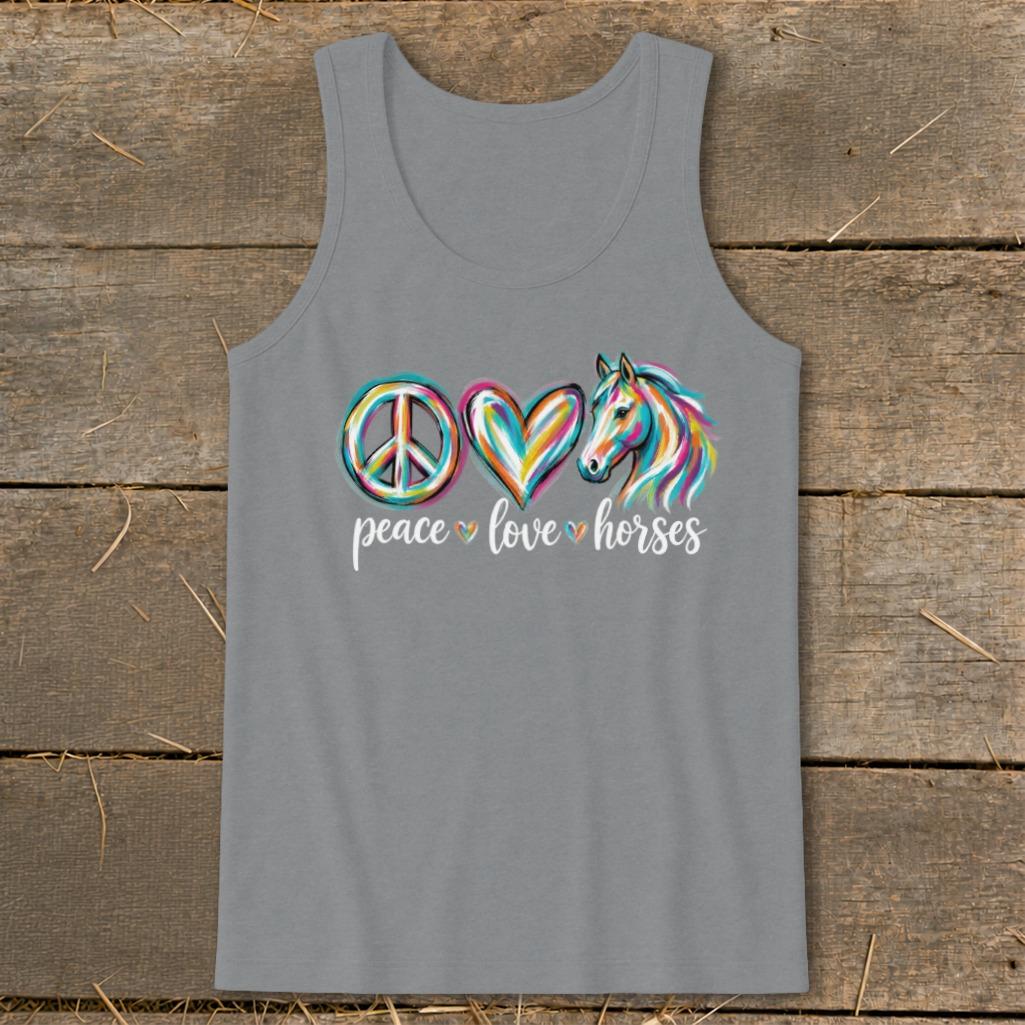 Peace Love Horses Tank Top - Graphite Heather