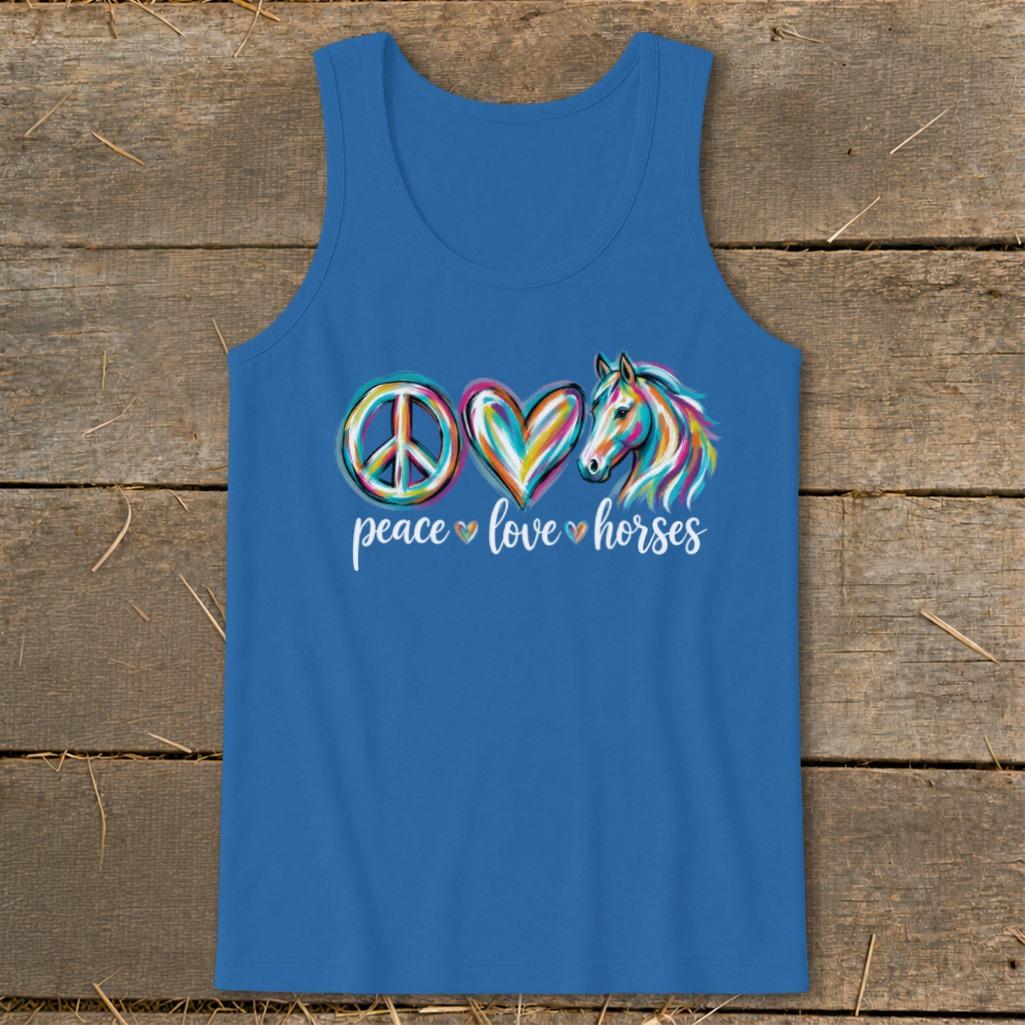 Peace Love Horses Tank Top - Royal