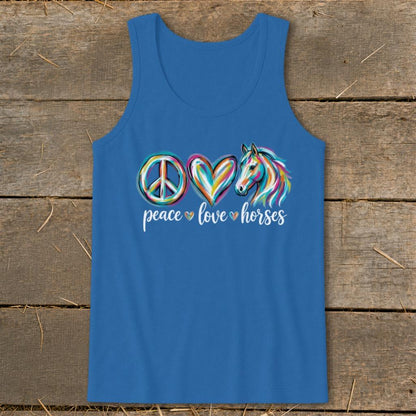 Peace Love Horses Tank Top - Royal