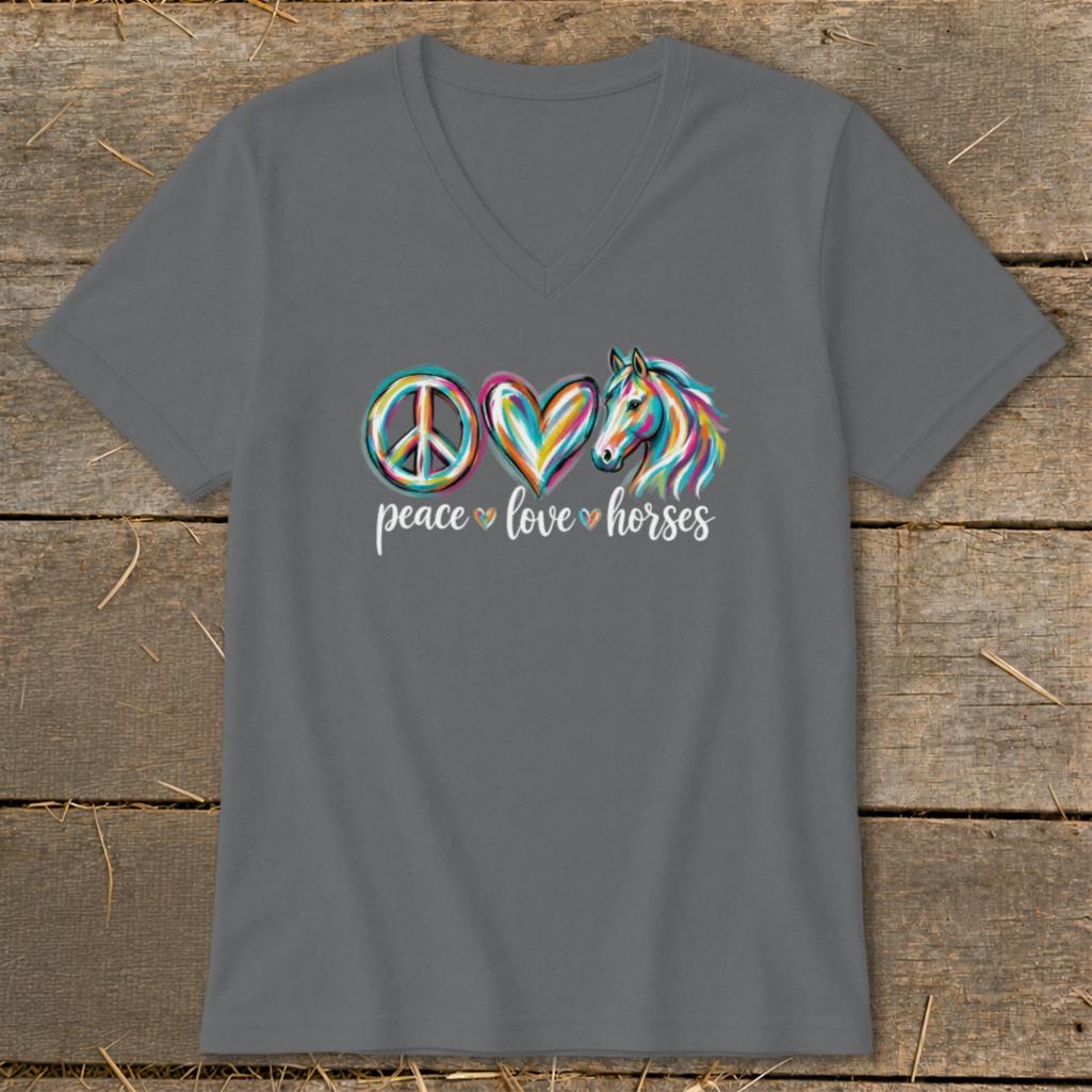 Peace Love Horses V-neck - Asphalt