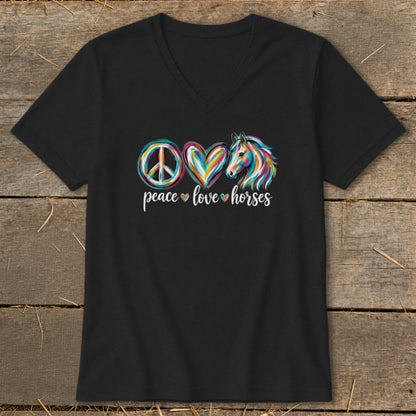 Peace Love Horses V-neck - Black