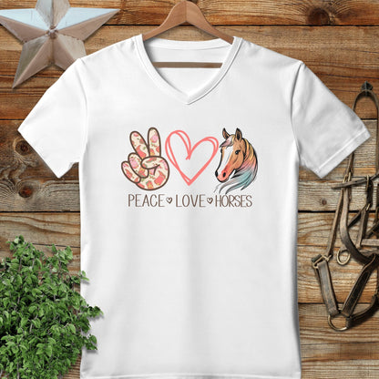 Peace Love Horses V-neck