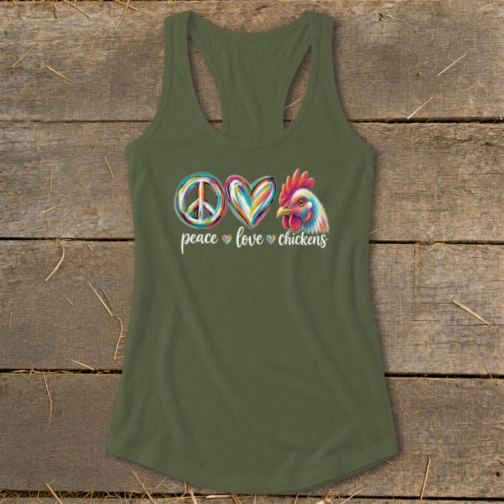 Peace Love for Chickens Racerback Tank