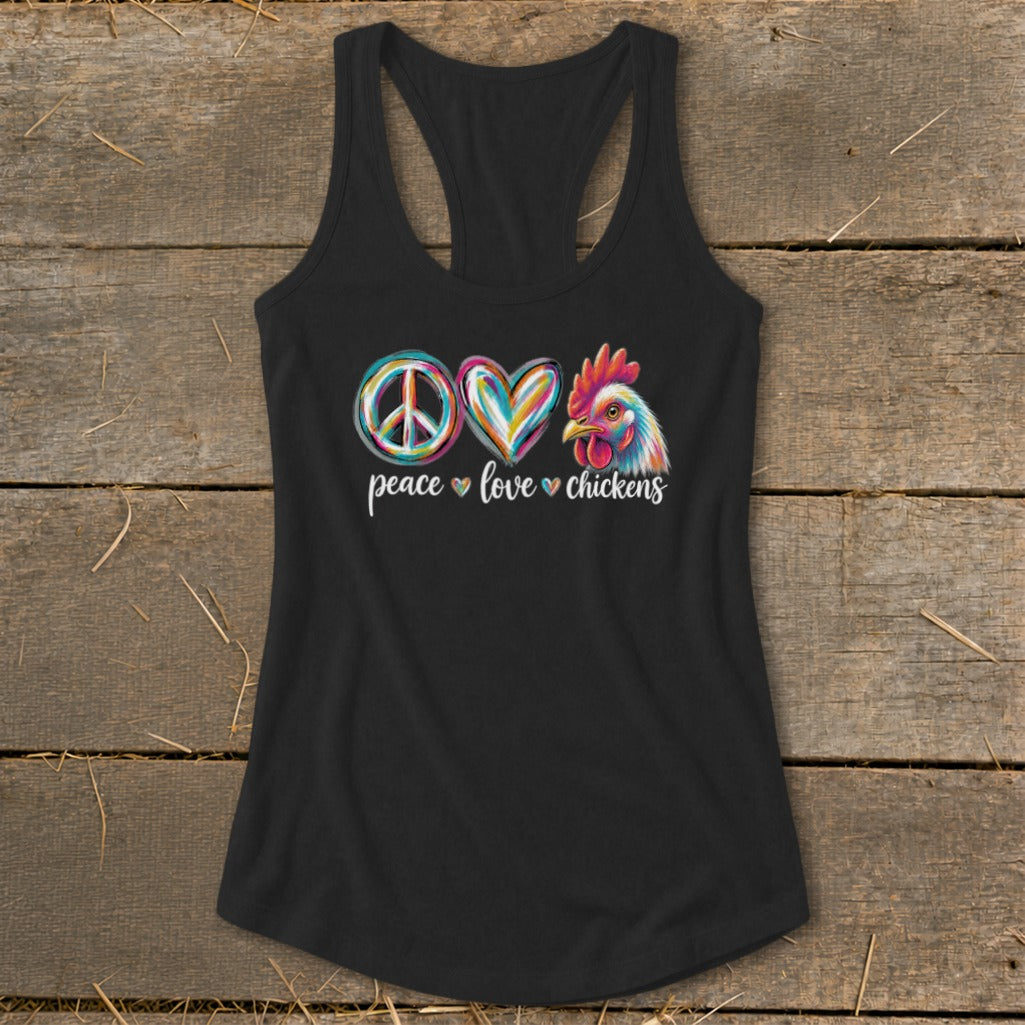 Peace Love for Chickens Racerback Tank