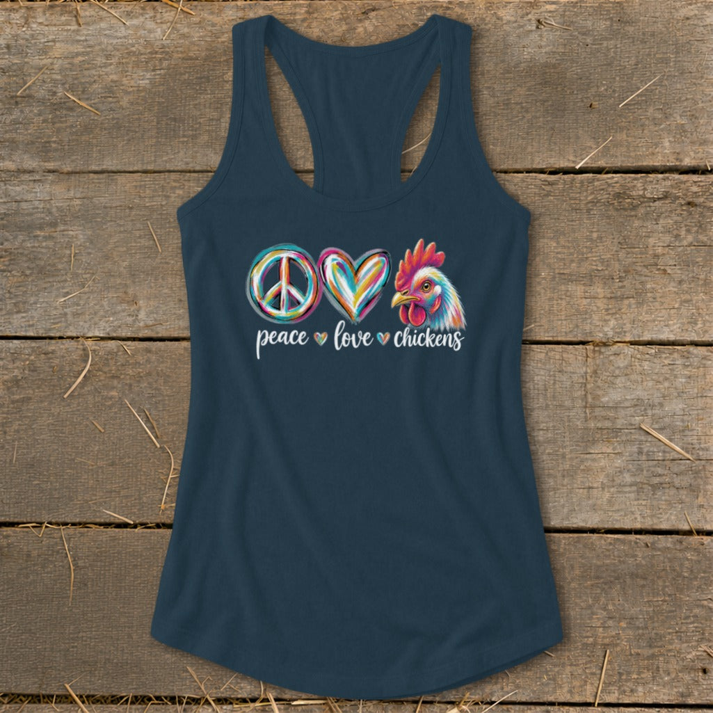 Peace Love for Chickens Racerback Tank