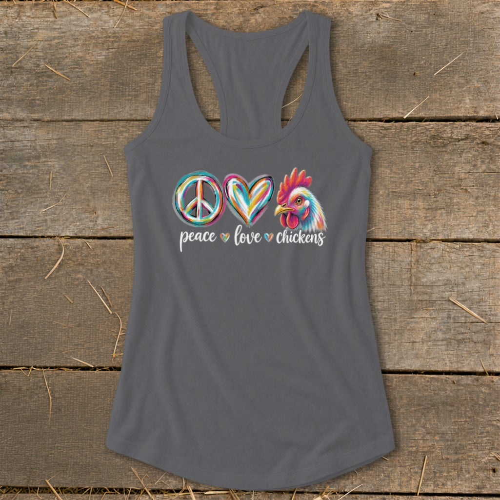 Peace Love for Chickens Racerback Tank