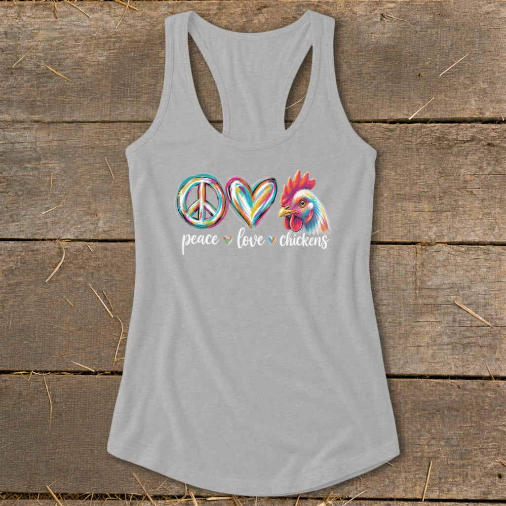 Peace Love for Chickens Racerback Tank