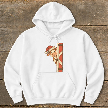 Peeking Santa Cow Hoodie