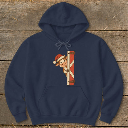 Peeking Santa Cow Hoodie