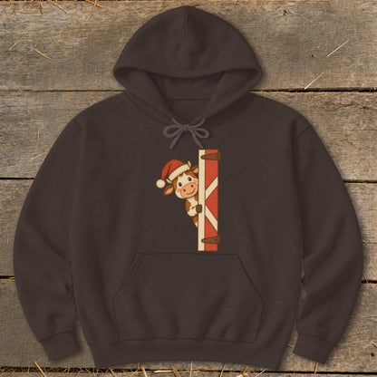 Peeking Santa Cow Hoodie