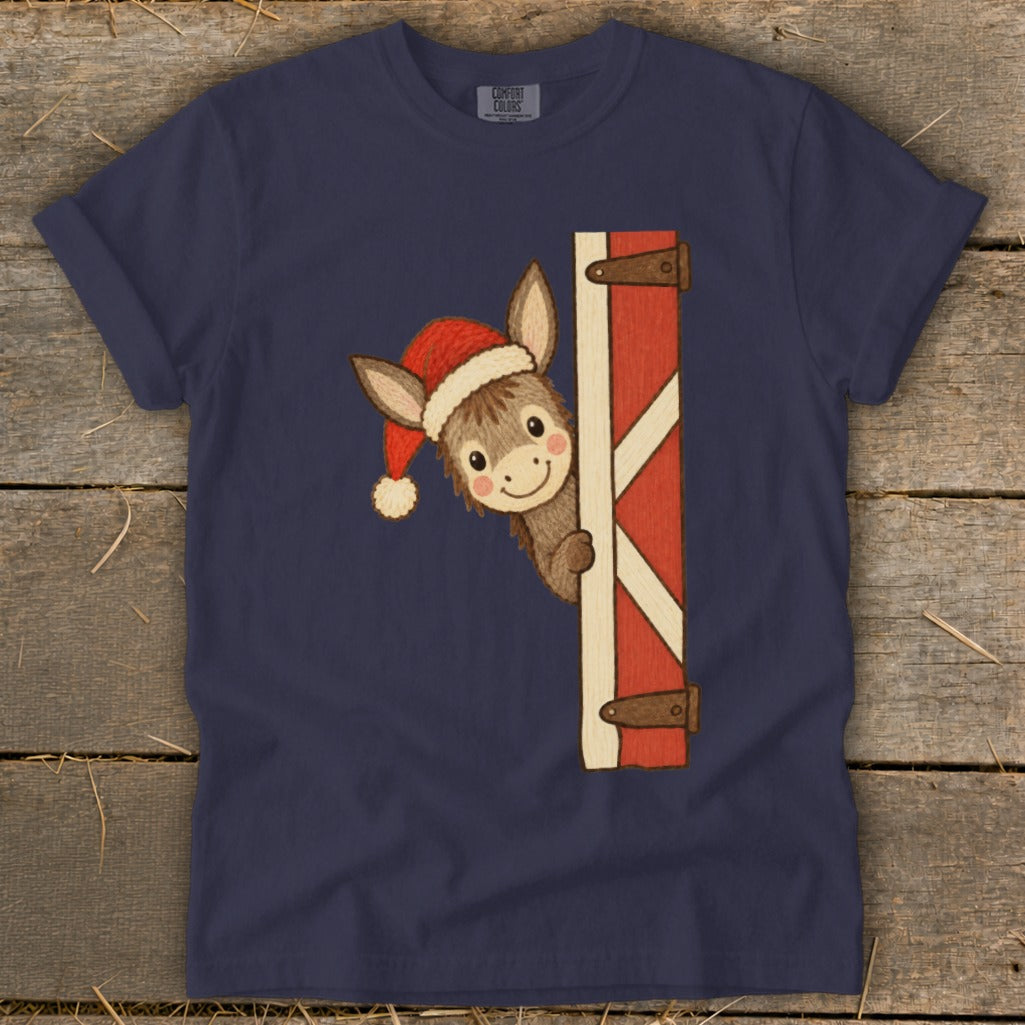 Peeking Santa Donkey Signature Tee