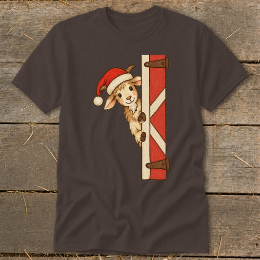 Peeking Santa Goat Classic Tee