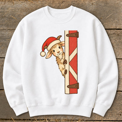 Peeking Santa Goat Sweatshirt