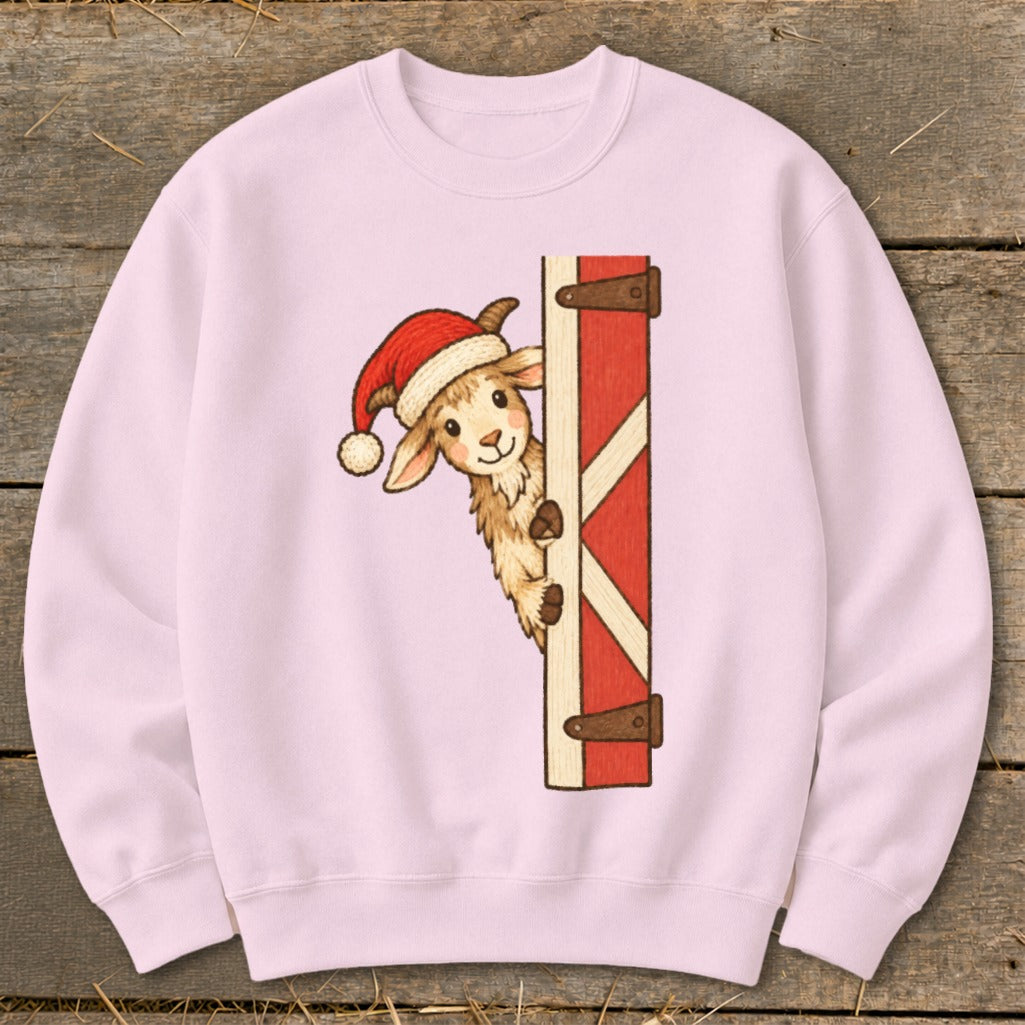 Peeking Santa Goat Sweatshirt