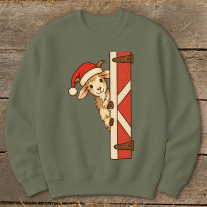 Peeking Santa Goat Sweatshirt