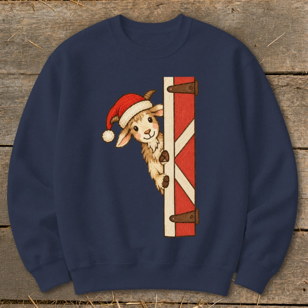 Peeking Santa Goat Sweatshirt