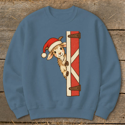 Peeking Santa Goat Sweatshirt