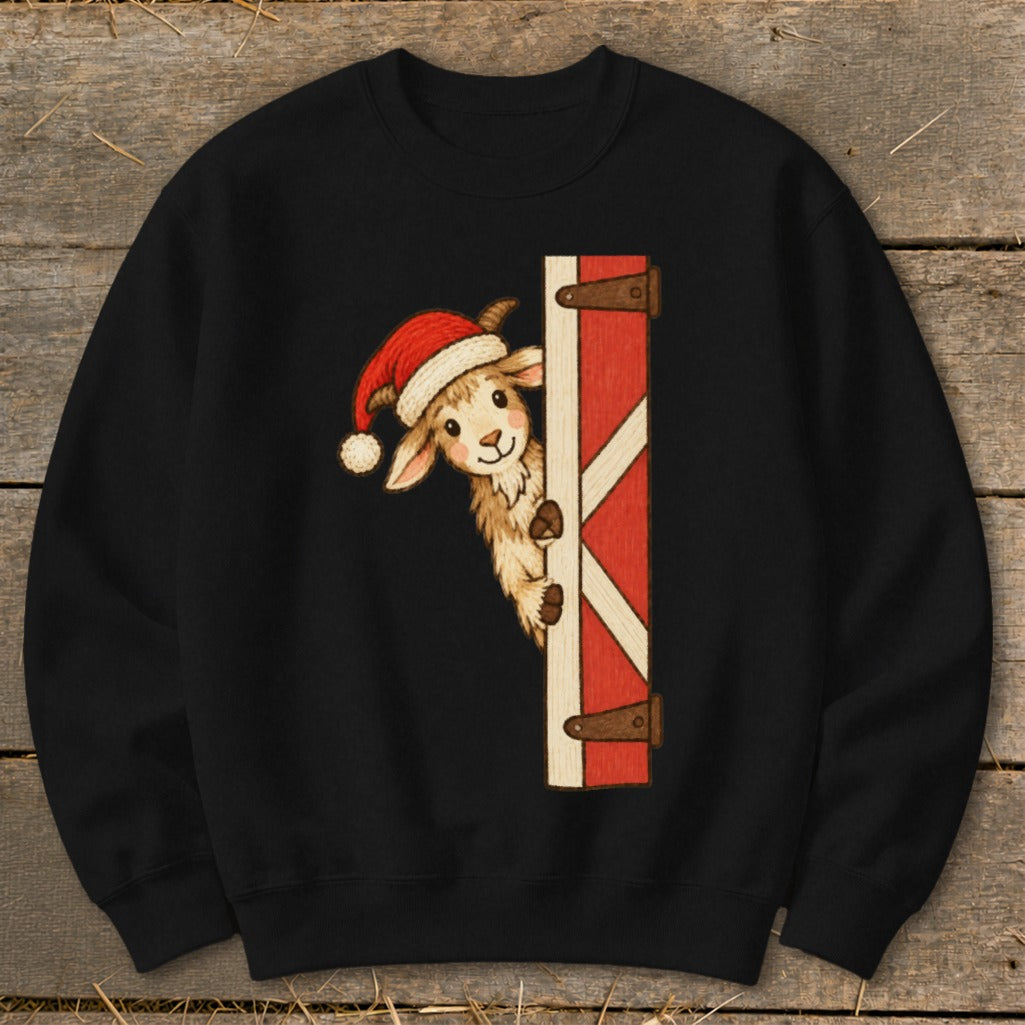 Peeking Santa Goat Sweatshirt