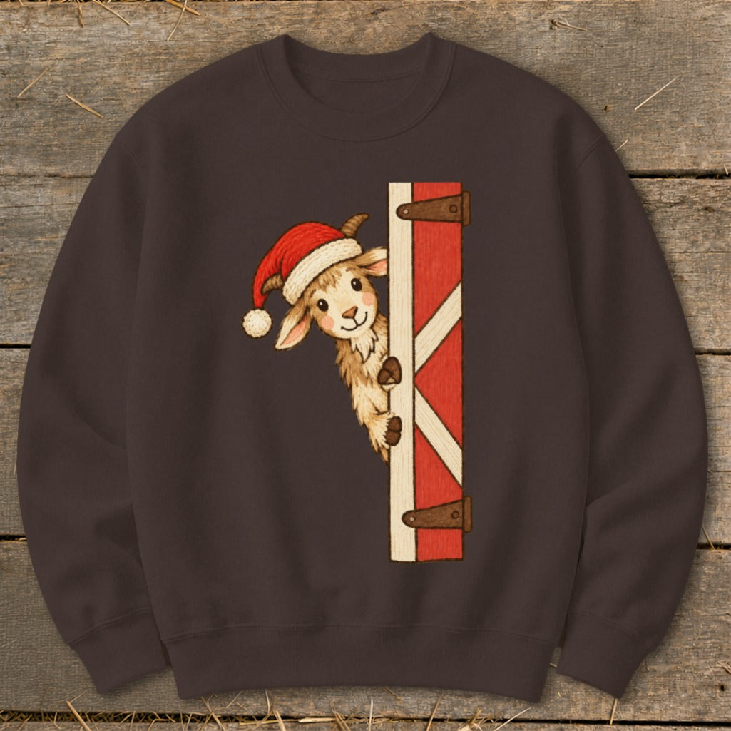 Peeking Santa Goat Sweatshirt