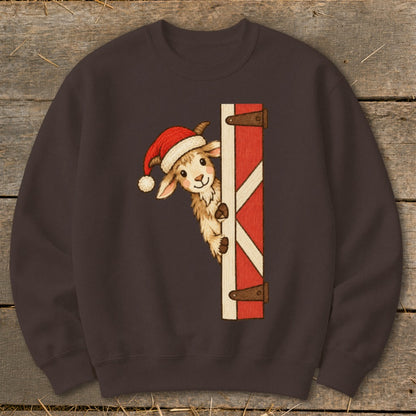 Peeking Santa Goat Sweatshirt