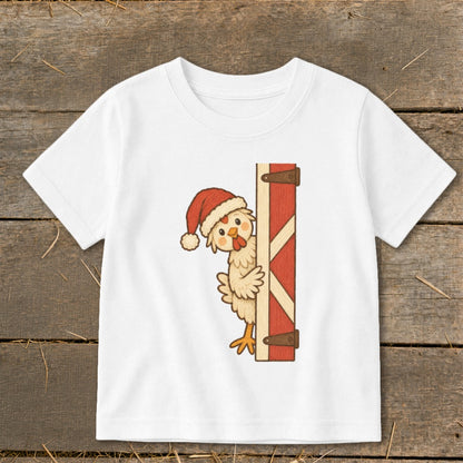 Peeking Santa Hen Toddler Tee