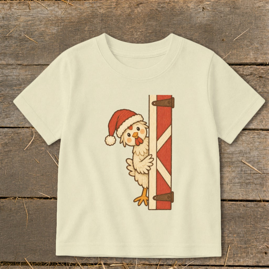 Peeking Santa Hen Toddler Tee