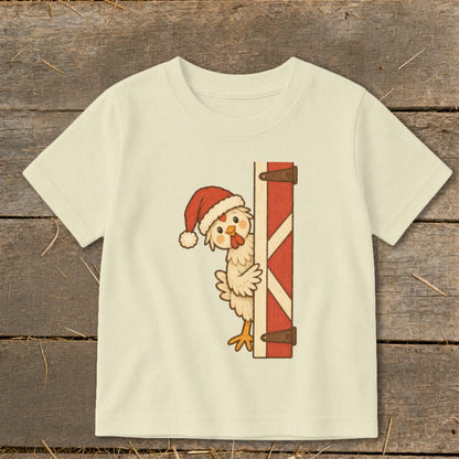 Peeking Santa Hen Toddler Tee