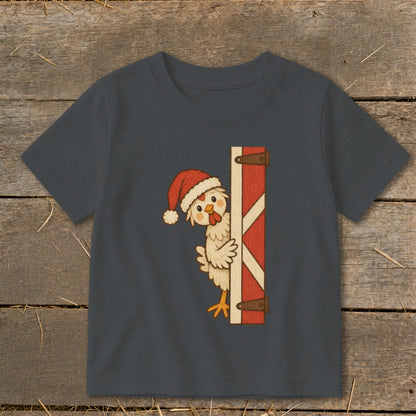 Peeking Santa Hen Toddler Tee