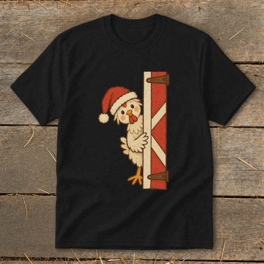 Peeking Santa Hen Youth Tee